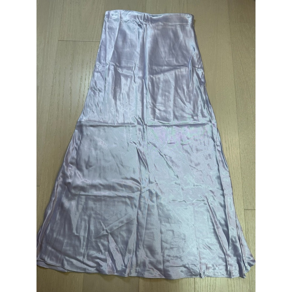 Rails Satin Maxi Skirt Pull On Minimalist Chic Neutral Steely Lavender Staple XS